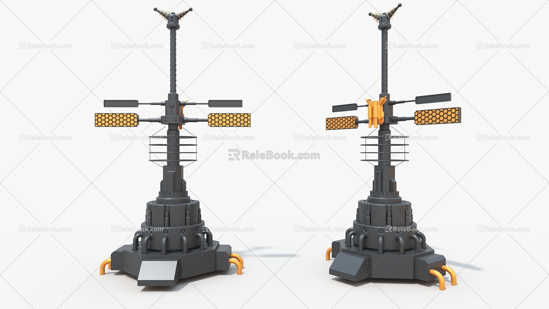 sci-fi signal tower mechanical hard surface cylinder high-tech industrial parts 3d model