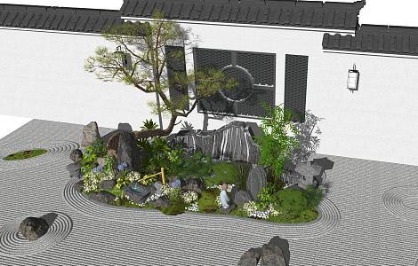 New Chinese style landscape sketch rockery stacked stone 3d model