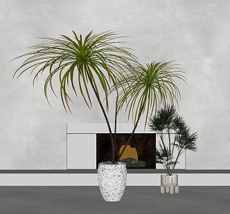 Modern potted plant green plant ornaments potted plant combination 3d model