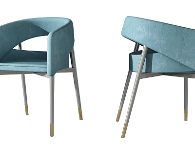Modern Light Blue Accent Chairs with Armrests and Metal Legs for Living Room Decor 3d model