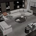 Sofa Coffee Table Combination Multi-person Sofa Coffee Table Single Chair Decorations Leisure Sofa Floor Lamp Corner Table 3d model