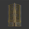 Intricate Architectural Ornament With Lattice Design Golden Accents And Blue Details
