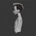 3D Character Model Design With Brown Short Hair White Skin And Dark Background