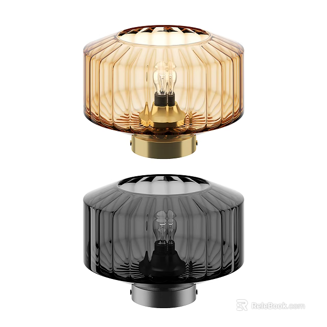 Modern Design Table Lamp With Amber And Black Glass Shades 3d model 