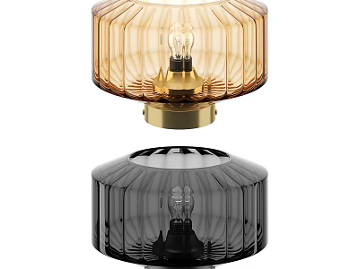 Modern Design Table Lamp With Amber And Black Glass Shades 3d model