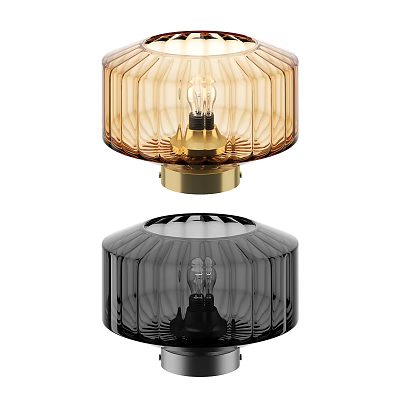 Modern Design Table Lamp With Amber And Black Glass Shades 3d model