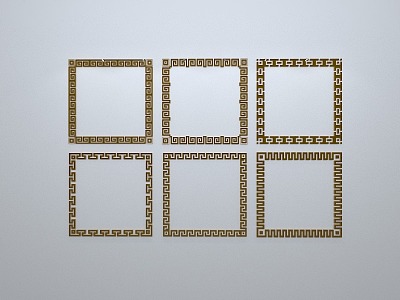 Chinese-style window grilles silhouette pane window sill border openwork window 3d model