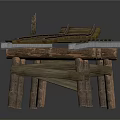 Railway Track Bridge Structure With Wooden Sleepers And Metal Rails