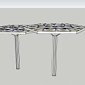 Pergola With Hexagonal Structure And Stained Glass Star Pattern In Blue Yellow 3d model