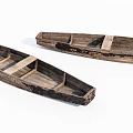 Two Vintage Wooden Boats With Traditional Wooden Frames And Worn Surface Details