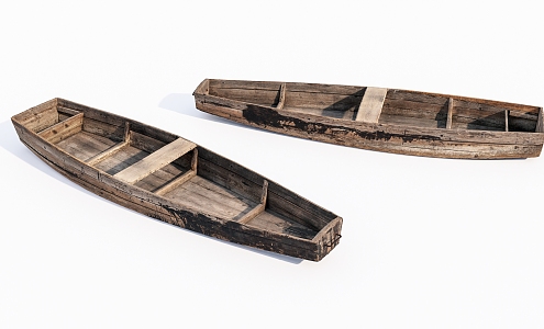 Old wooden boat Modern boat 3d model