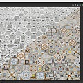 Modern Floor Tile Tile Hand-turned Tile Mosaic Middle Ancient Tile 3d model