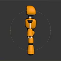 3D Yellow Robot Figure With Blue Eyes Circular Center Silver Limbs And Black Background Reflection