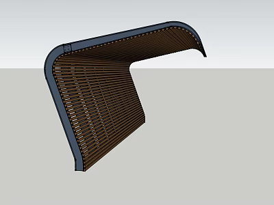 Curved Modern Pergola with Dark Frame and Brown Lattice Structure for Outdoor Garden 3d model