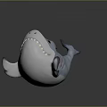 Cute 3D Cartoon Shark Character With Blue Body Open Mouth And Sharp Teeth