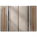 Modern Elegant Beige Wall Paneling Design With Metal Accent Strips And Framed Panels