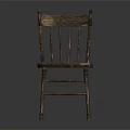 Vintage Wooden Chair With Carved Backrest Straight Legs And Visible Wood Grain