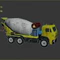 Yellow Toy Concrete Mixer Truck Featuring White Mixing Drum Red Components And Wheels
