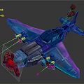 Transparent Blue Cosmic Aerospace Craft With Red Nose And Colorful Decorative Elements