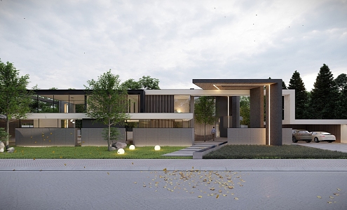 Modern Single-family Villa Minimalist Single-family Villa Homestay Building Self-built House 3d model