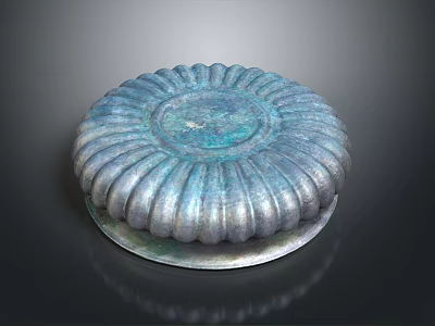 Electronic Appliance Component With Round Ribbed Blue Green Metallic Shiny Surface Design 3d model