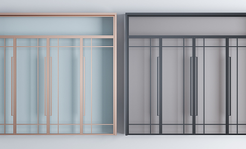 Modern double door aluminum alloy glass door glass door combination 3d model