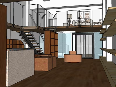 Modern Pet Shop Pet Shop Simple Space Planning Stairs Outdoor Stairs 3d model