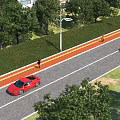 Road Facilities With Traffic Lanes Sidewalks Street Lamps And Green Belts