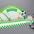 Interactive Area Kids Soccer Bowling Game with Green Decor and Pins 3d model