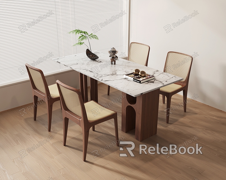 Wind dining table and chair combination model