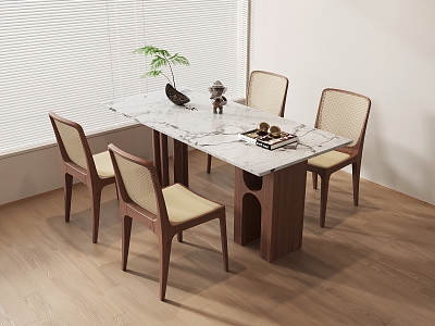 Wind dining table and chair combination model