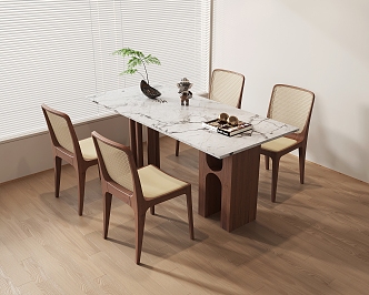 Wind dining table and chair combination 3d model