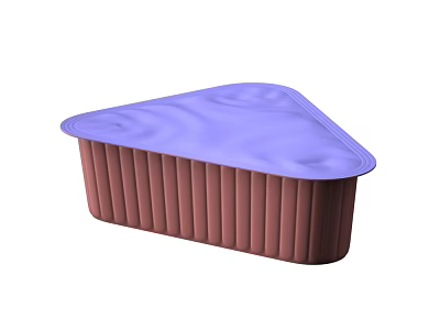 Triangular Tableware Set With Purple Lid And Brown Vertical Striped Body 3d model