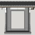 New Chinese Style Gate Courtyard Gate Head 3d model