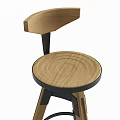 Modern Bar Stools With Wood And Metal Material Three Legged Structure Curved Backrest