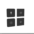 Black Smart Home Switch Panels Featuring Light Fan Sound Function Icons 3d model