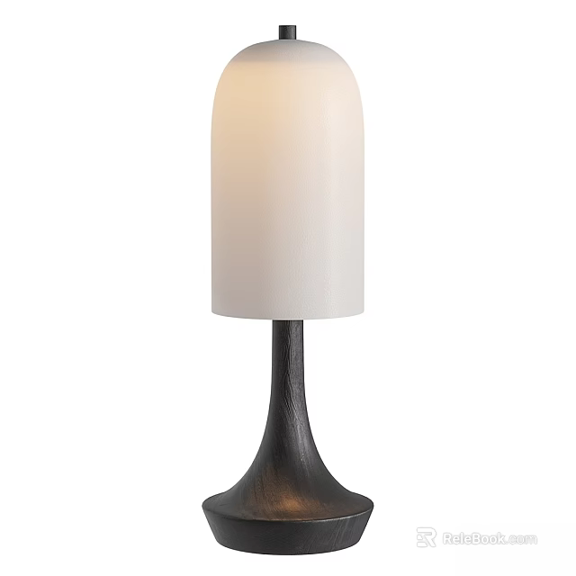 Minimalist Table Lamp With White Cylindrical Lampshade And Black Base 3d model