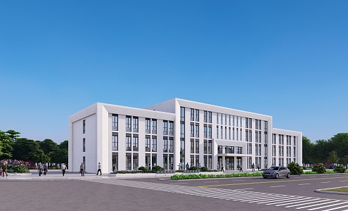 Modern Style Office Building Sales Office Industrial Park 3d model