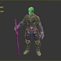 Sci Fi Game Movie Character In Black Silver Armor With Red Visor And Glowing Sword