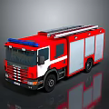 Red and White DAF Fire Truck With Ladder On Top For Emergency Rescue