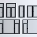 Various Casement Window Styles With Black Frames And Different Glass Panel Designs 3d model