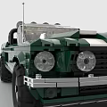 Green Vintage Convertible Building Block Car With White Stripes Open Top Design