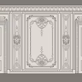 Classical Wainscoting Wall Panels With Intricate Carved Details And Decorative Frames