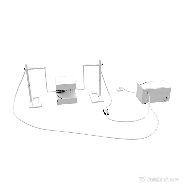 Industrial Electronic Control Equipment With Dual Stands And Wire Connections 3d model 