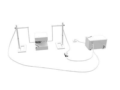 Industrial Electronic Control Equipment With Dual Stands And Wire Connections 3d model