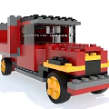 Vintage Red Car Model Constructed With Colorful Building Blocks And Details