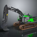 Volvo Tracked Excavator With Green Accents And Operator Cab Heavy Equipment