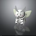 Cute White Cartoon Animal With Wings Antenna And Pink Cheeks Plush Figure On Black Surface
