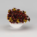 Tech Exhibition Hall Interior Featuring White Vase With Red And Yellow Flowers
