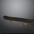 Black Skateboard With Orange Edge Red Grip Dots And Smooth Rolling Wheels